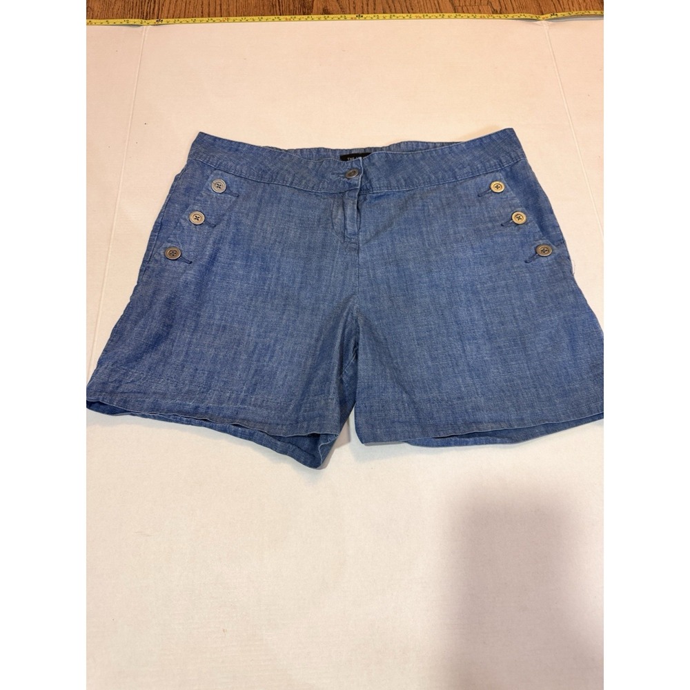 The Limited Women‎ chambray sailor Buttoned Pockets Fit Shorts Blue Size 10